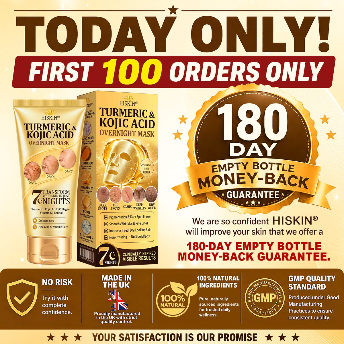🎁 𝐇𝐢𝐬𝐤𝐢𝐧® Exclusive Offer | Only 5 Boxes Left — Get an Extra 80% OFF Today on the Turmeric × Kojic Acid Overnight Peel-Off Mask. Grab Yours Before It’s Gone! 🎁