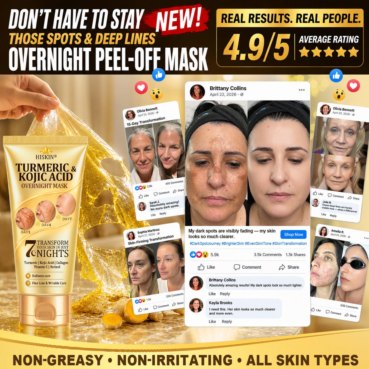 🎁 𝐇𝐢𝐬𝐤𝐢𝐧® Exclusive Offer | Only 5 Boxes Left — Get an Extra 80% OFF Today on the Turmeric × Kojic Acid Overnight Peel-Off Mask. Grab Yours Before It’s Gone! 🎁